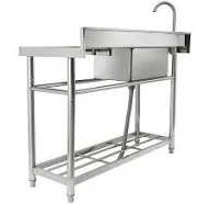 Kffkff Commercial Utility and Prep Sink Single Bowl with Worktop 47.2x19.7x37.4 inches
