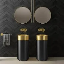 Elegant Freestanding Stainless Steel Pedestal Sink Gold
