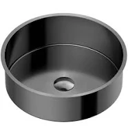 Brightwork Home Nantucket Sinks ROS-OF 13 Inch Hand Hammered Stainless Steel Round Undermount Bathroom Sink With Overflow