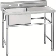Laundry sink, Sink kitchen, Stainless Steel Sink, Shop sink, Commercial Kitchen Prep & Utility Sink Free Standing Single Bowl with Drainboard for