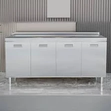 Metallic Stainless Steel Oven Cabinet Doors 2 Shelves