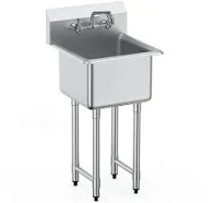 Kffkff Stainless Steel Backsplash Commercial Utility & Prep Sink 1 Compartment, Size: 18x15x41 in / 457x381x1041 mm