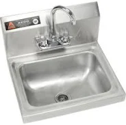 Aero Manufacturing Co. Aero Wall Mount Stainless Steel Hand Sink 14 Inches W 10 Inches D With 7 Inches Gooseneck Faucet, 8 Inches Backsplash | 14